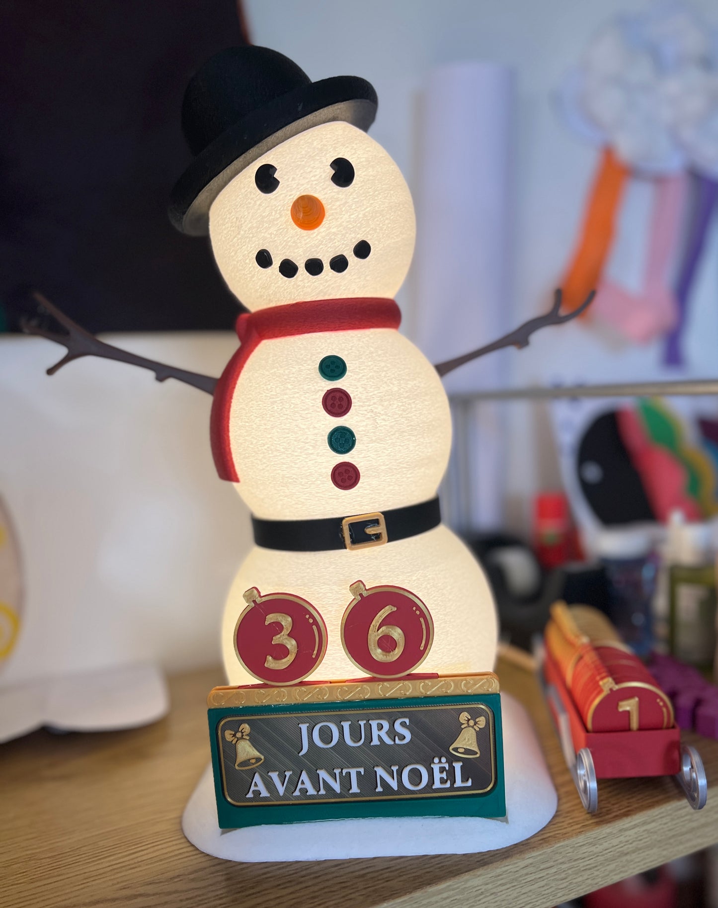 Compteur jours avant Noël, bonhomme de neige